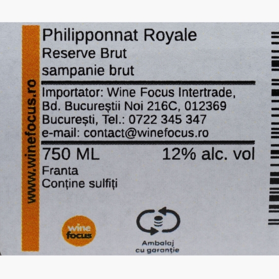 Șampanie Royale Reserve Brut NV Pinot Noir, Chardonnay, Meunier, 12%, 0.75l