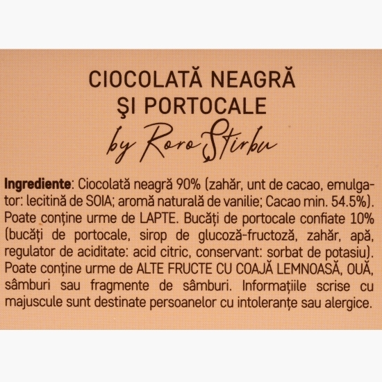 Tabletă artizanală de ciocolată neagră și portocale 100g