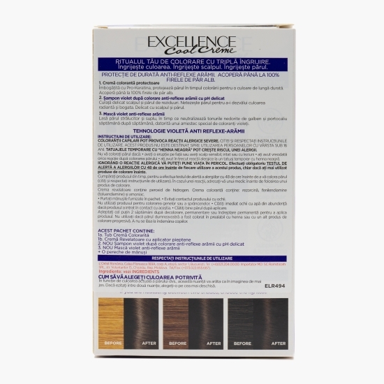 Vopsea de păr permanentă Cool Creme, 4.11 Ultra ash brown 192 ml 