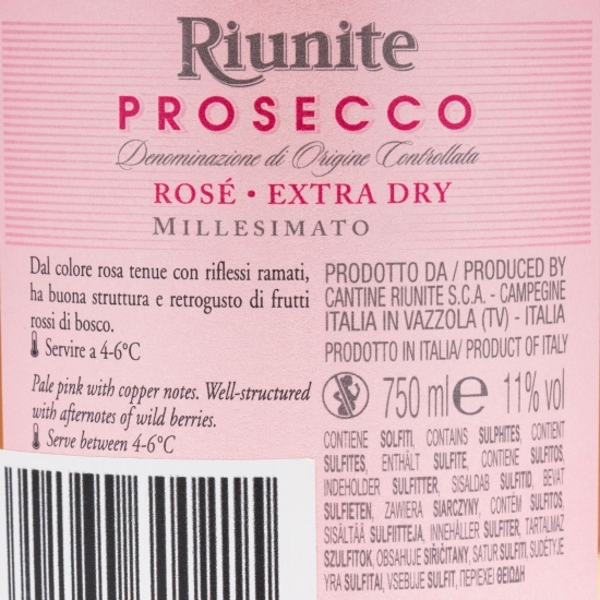 Vin spumant rose extra sec Prosecco DOC, 11%, 0.75l