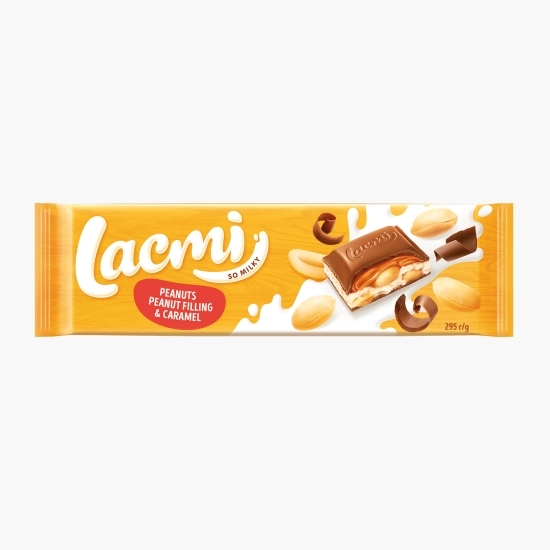 Ciocolată cu lapte cu arahide, umplutură de arahide și caramel Lacmi 295g