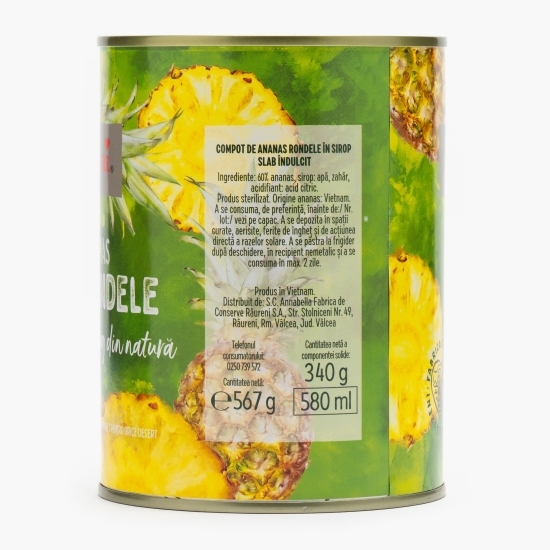 Compot ananas rondele în sirop 567g 