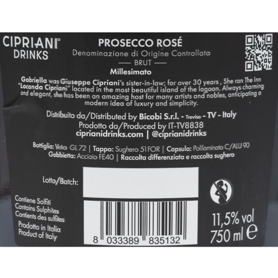 Prosecco rose brut Gabriella, 11.5%, 0.75l