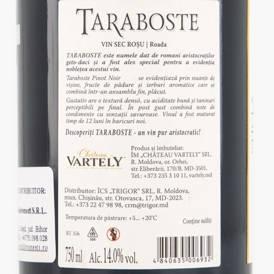 Vin roșu sec Taraboste Pinot Noir, 14%, 0.75l