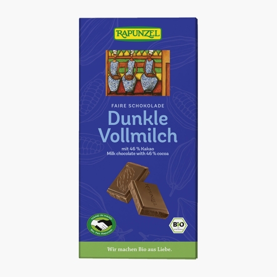 Ciocolată neagră eco cu lapte integral 46% cacao, 100g