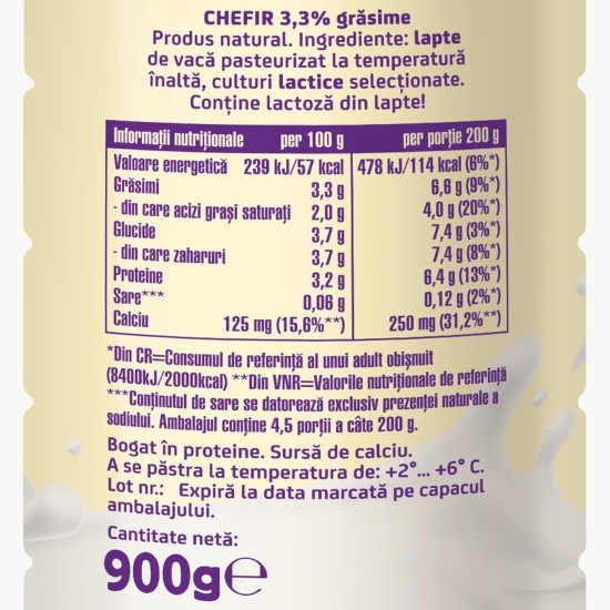 Chefir 3.3% grăsime 900g