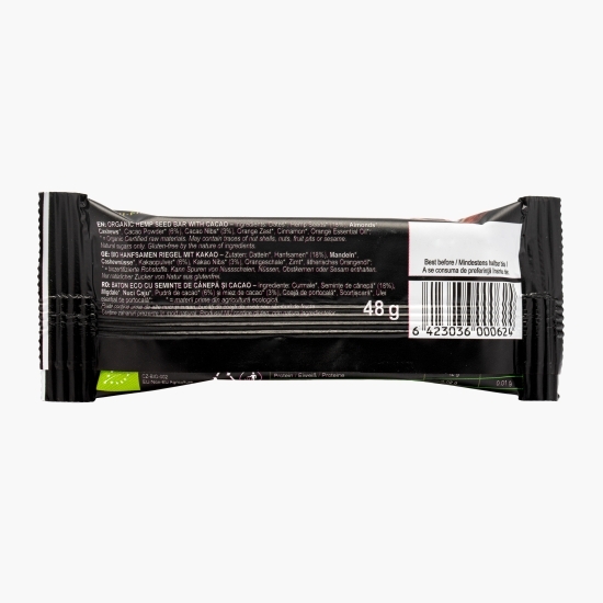 Baton eco din semințe de cânepă și cacao Hemp Up 48g