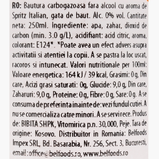 Băutură carbogazoasă cu aromă, Italian Spritz 0.0% alc. 0.25l