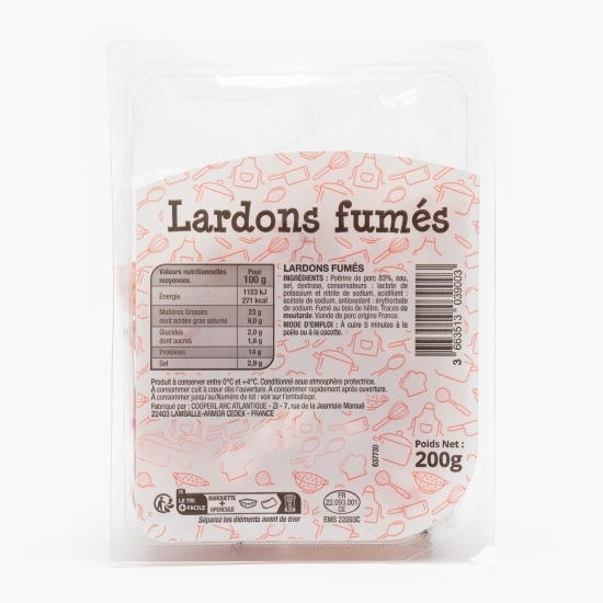 Bacon cuburi afumat, Lardon's 200g