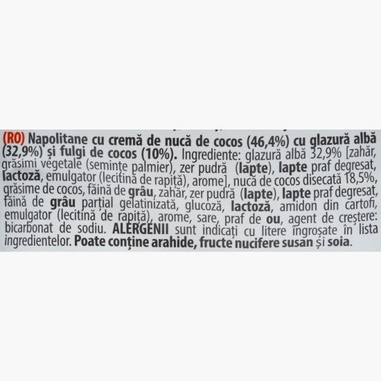 Napolitane glazurate cu cremă de cocos Happy Bianco 140g