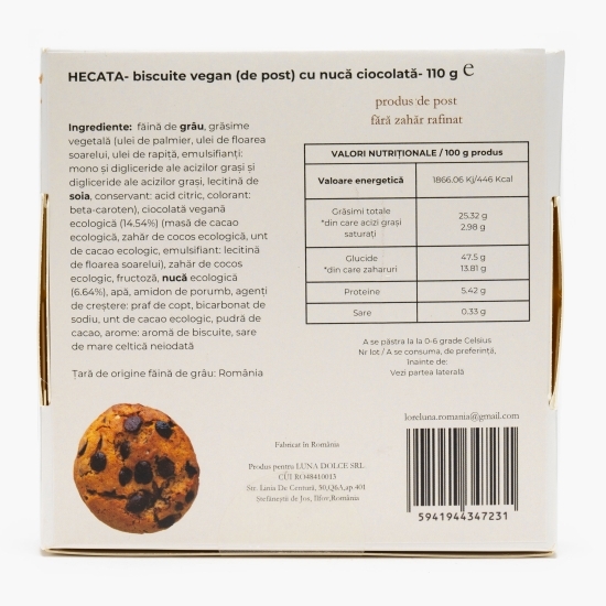 Cookie-biscuit vegan cu nucă și ciocolată Hecata 110g