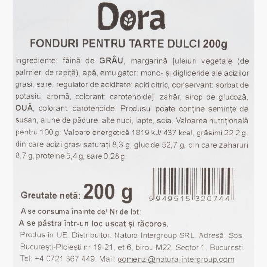 Fonduri pentru tarte dulci 200g