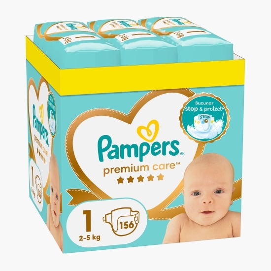 Scutece Premium Care XXL Box Nou Născut, mărimea 1, 2-5kg, 156 buc