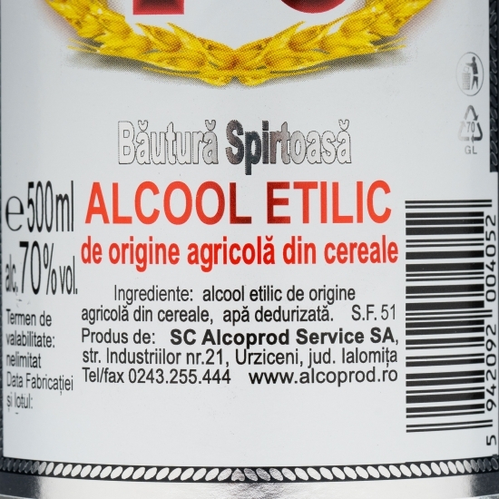 Alcool etilic origine agricolă din cereale 70% alc. 0.5l