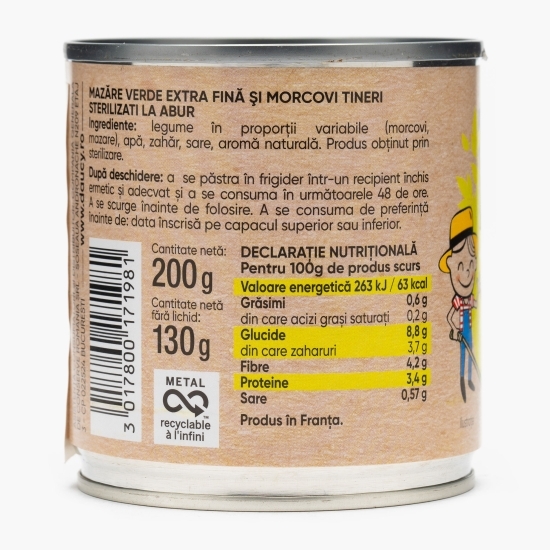 Mazăre verde extrafină cu morcovi 200g