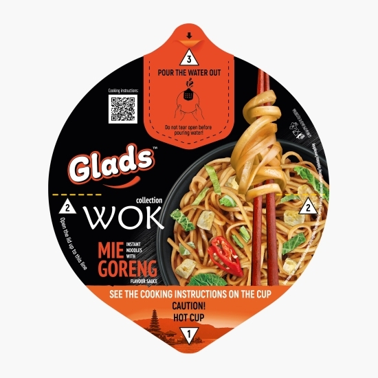 Wok tăiței cu aromă de pui, sos Mie Goreng și legume deshidratate, bol 95g