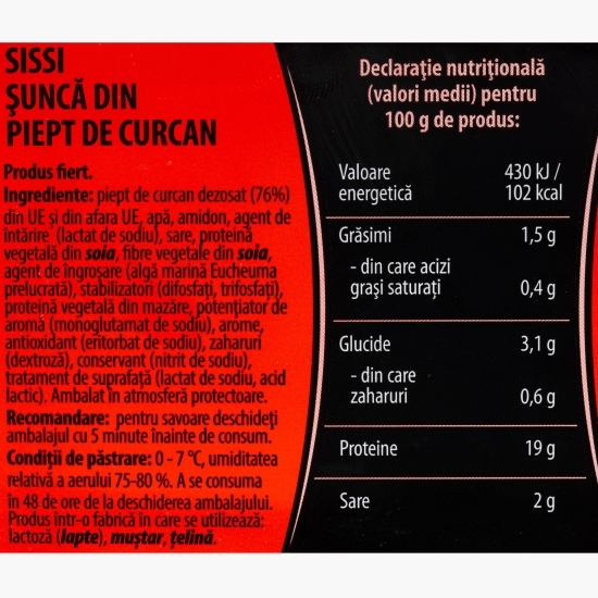 Șuncă din piept de curcan feliată 170g