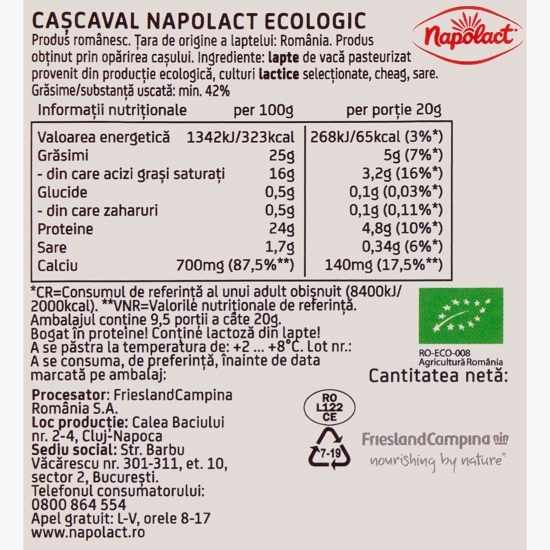 Cașcaval eco 190g