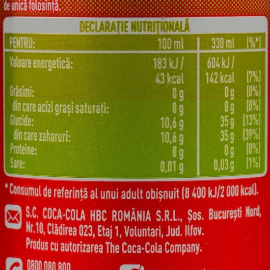 Băutură carbogazoasă lime doză 0.33l