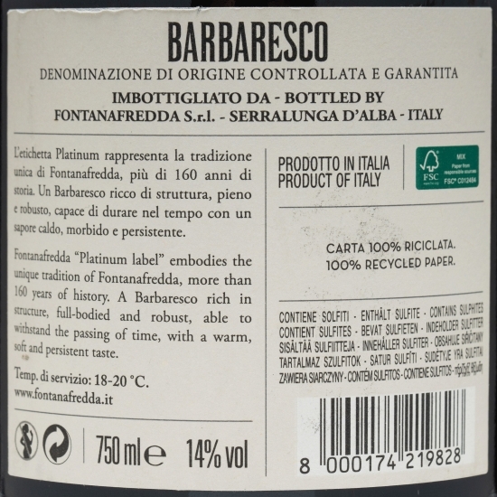 Vin roșu sec Nebbiolo Barbaresco, 14%, 0.75l