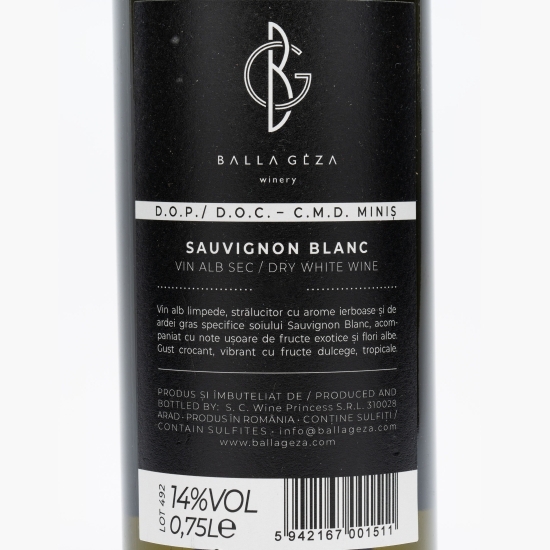 Vin alb sec Sauvignon Blanc, 14%, 0.75l