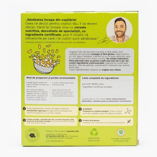 Fulgișori eco de porumb crocanți, fără gluten, fără zahăr 225g