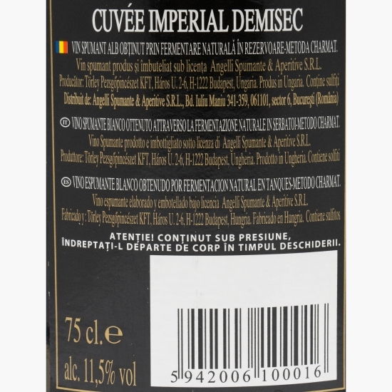 Vin spumant alb demisec, 11.5%, 0.75l