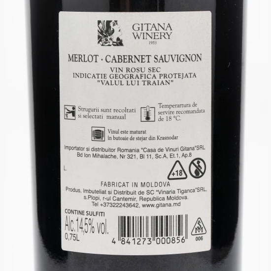 Vin roșu sec Merlot & Cabernet Sauvignon Reserva, 14.5%, 0.75l