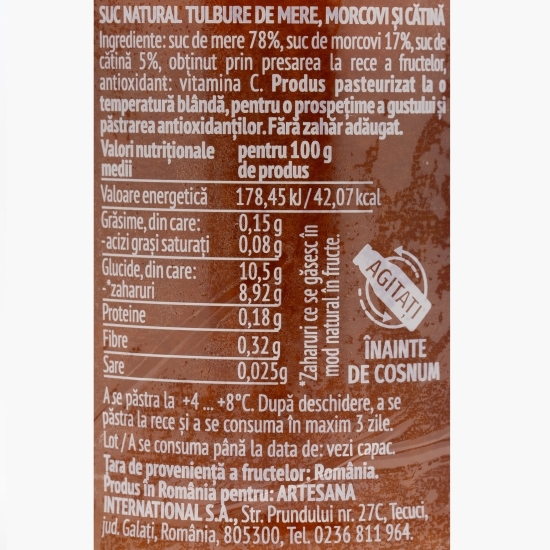 Suc natural de mere, morcovi și cătină 0.3l