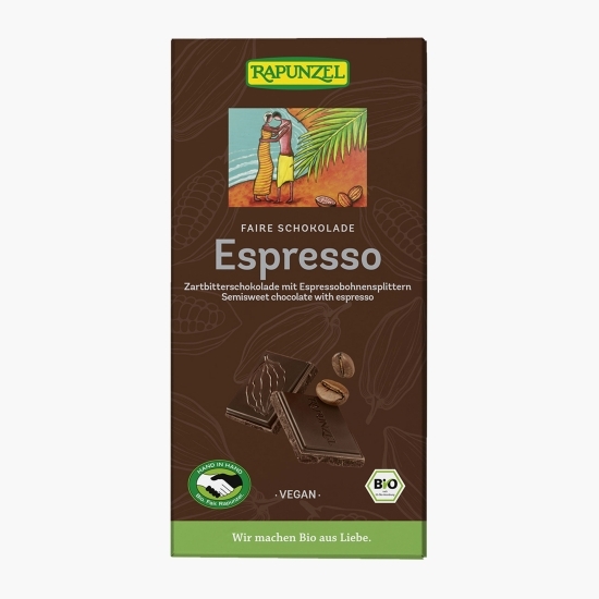 Ciocolată amăruie eco vegană cu espresso, 51% cacao, 80g