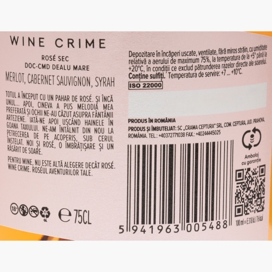 Vin rose sec Wine Crime, 14%, 0.75l