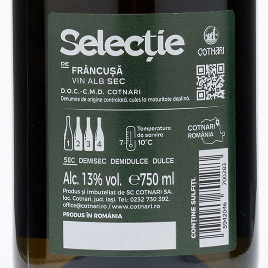 Vin alb sec Frâncușă selecție, 13%, 0.75l