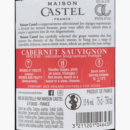 Vin roșu sec Cabernet Sauvignon, 13%, 0.75l