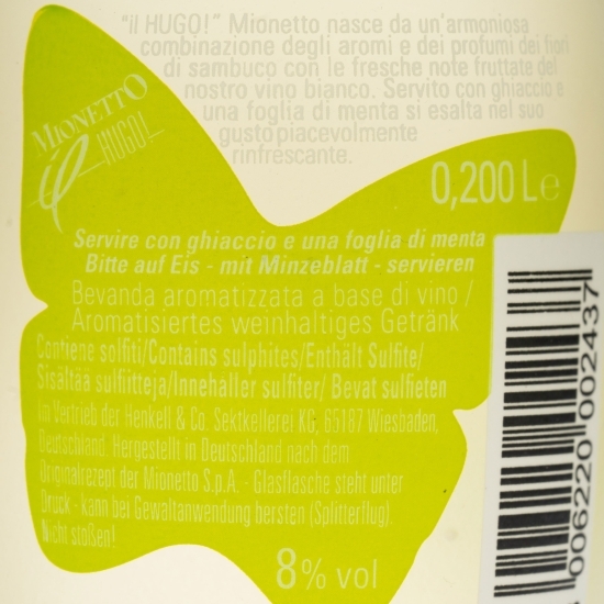 Vin alb frizzante, IL Hugo, 8% 0.2l