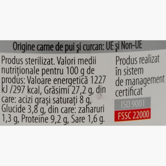 Pate cu ficat de pui și curcan 145g