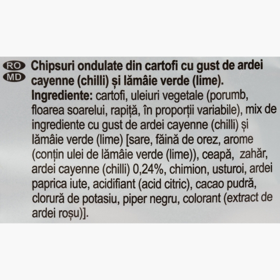 Chipsuri ondulate din cartofi cu chilli și lime, Maxx 115g