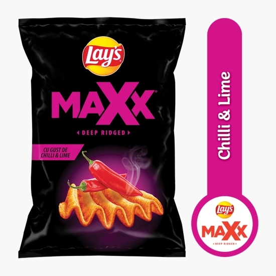 Chipsuri ondulate din cartofi cu chilli și lime, Maxx 115g