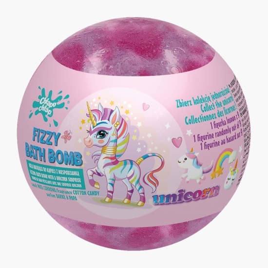 Bombă de baie cu surpriză unicorn cu parfum vată de zahăr 140g