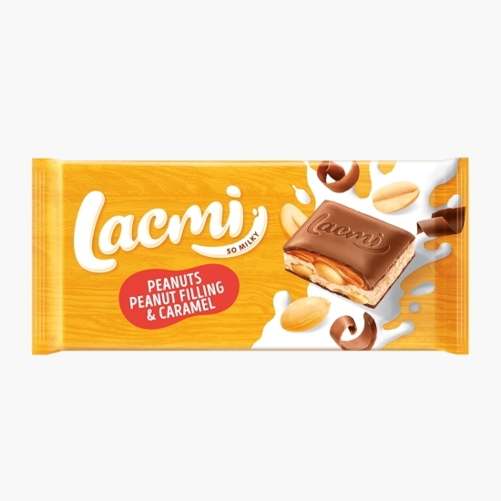 Ciocolată cu lapte cu arahide, caramel și umplutură de arahide 90g