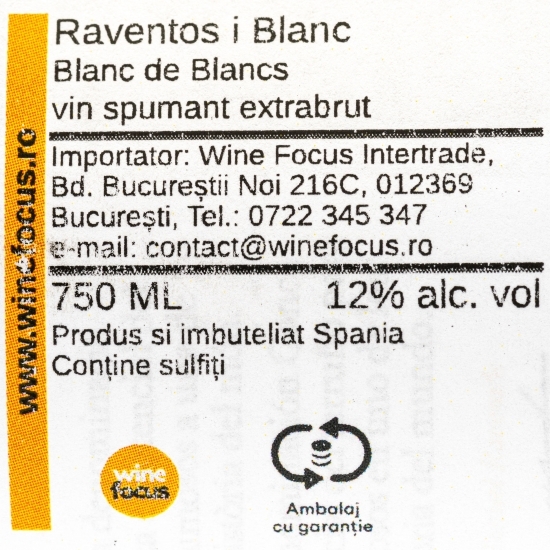 Vin spumant extra brut Blanc de Blancs, 12%, 0.75l