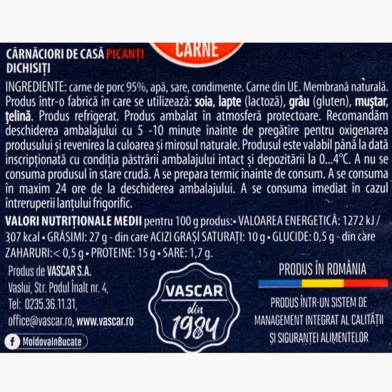 Cârnăciori dichisiți de casă picanți 600g