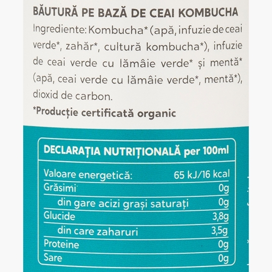 Kombucha eco cu mentă și lămâie verde 0.33l