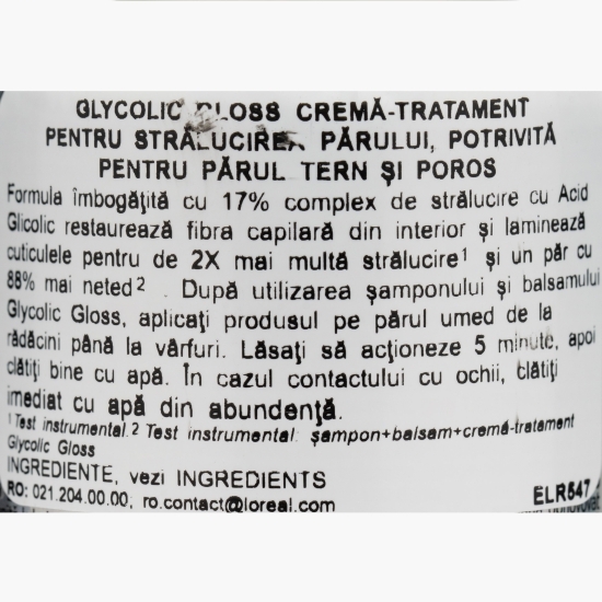 Cremă-tratament pentru strălucirea părului Glycolic Gloss, 200ml