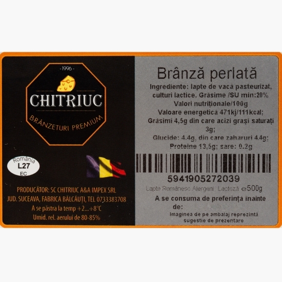 Brânză proaspătă perlată, 20% grăsime, 500g