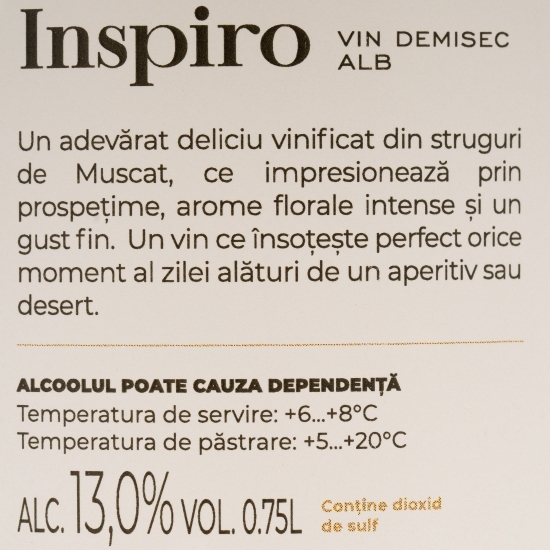 Vin alb demisec, 13%, 0.75l