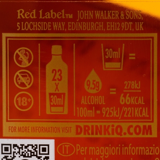 Blended Whisky Red Label, 40%, Scotland, 0.7l