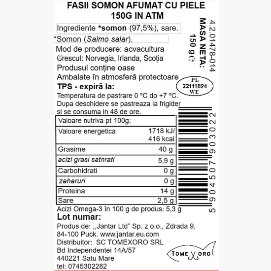 Fâșii de somon afumat 150g