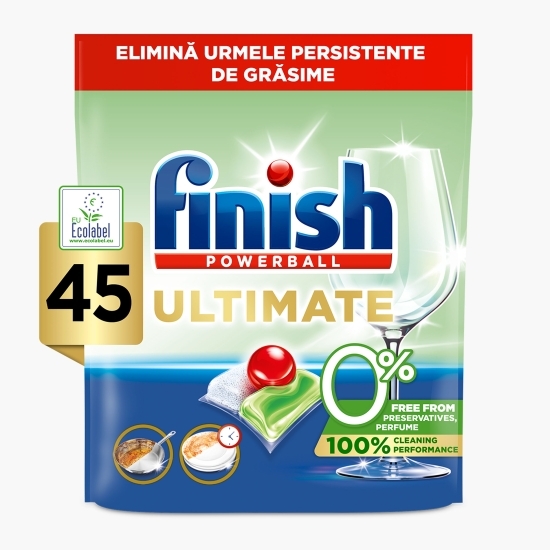 Detergent capsule pentru mașina de spălat vase Ultimate All in 1 Eco 0%, 45 spălări