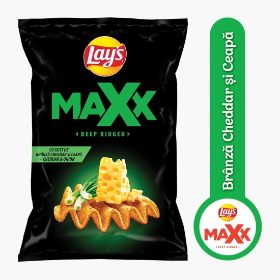 Chipsuri ondulate din cartofi cu cașcaval și ceapă, Maxx 115g