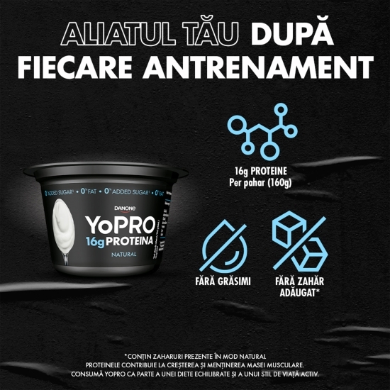  Produs lactat fermentat natur, bogat in proteine, 0% grăsime, 160g